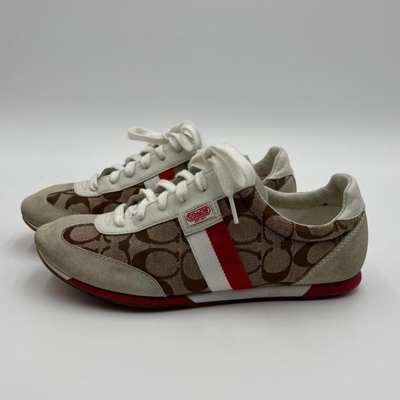 Coach Shoes - Coach Joss Signature Sneakers Women's 8.5 Brown Monogram Canvas Low Top Shoes